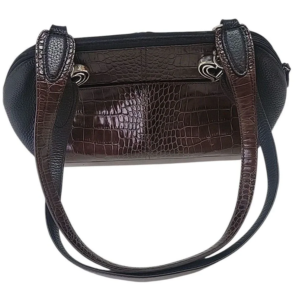 Brighton Shoulder Bag‎ Womens Brown Black Pewter Aligator Leather